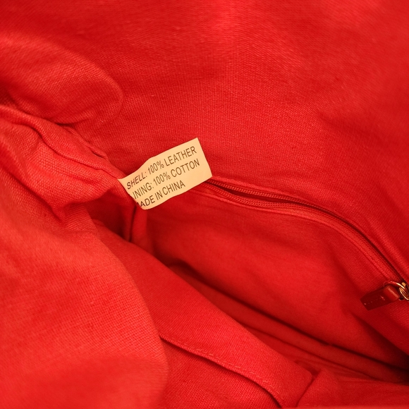 JOY & IMAN Red Genuine Leather Clutch Tassel Detail EUC - Picture 10 of 14